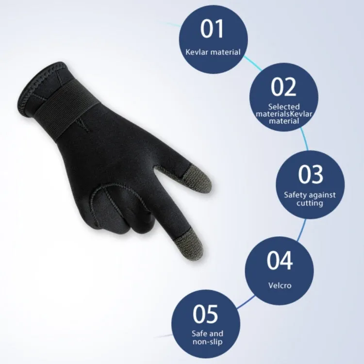 1pair 3mm Diving Gloves Swimming Fish Catching Non-slip Anti-stab Gloves For Adult, Size: S