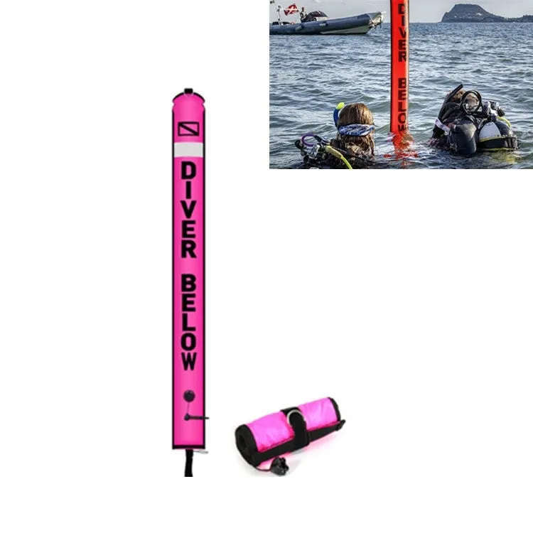 210D Nylon Automatic Seal Safety Signal Diving Mark Diving Buoy, Size:120 x 15cm(Fluorescent Pink)