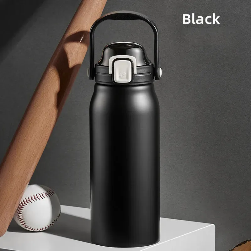 2L Stainless Steel Thermal Water Bottle with Straw - Cold & Hot Thermo Cup for Gym