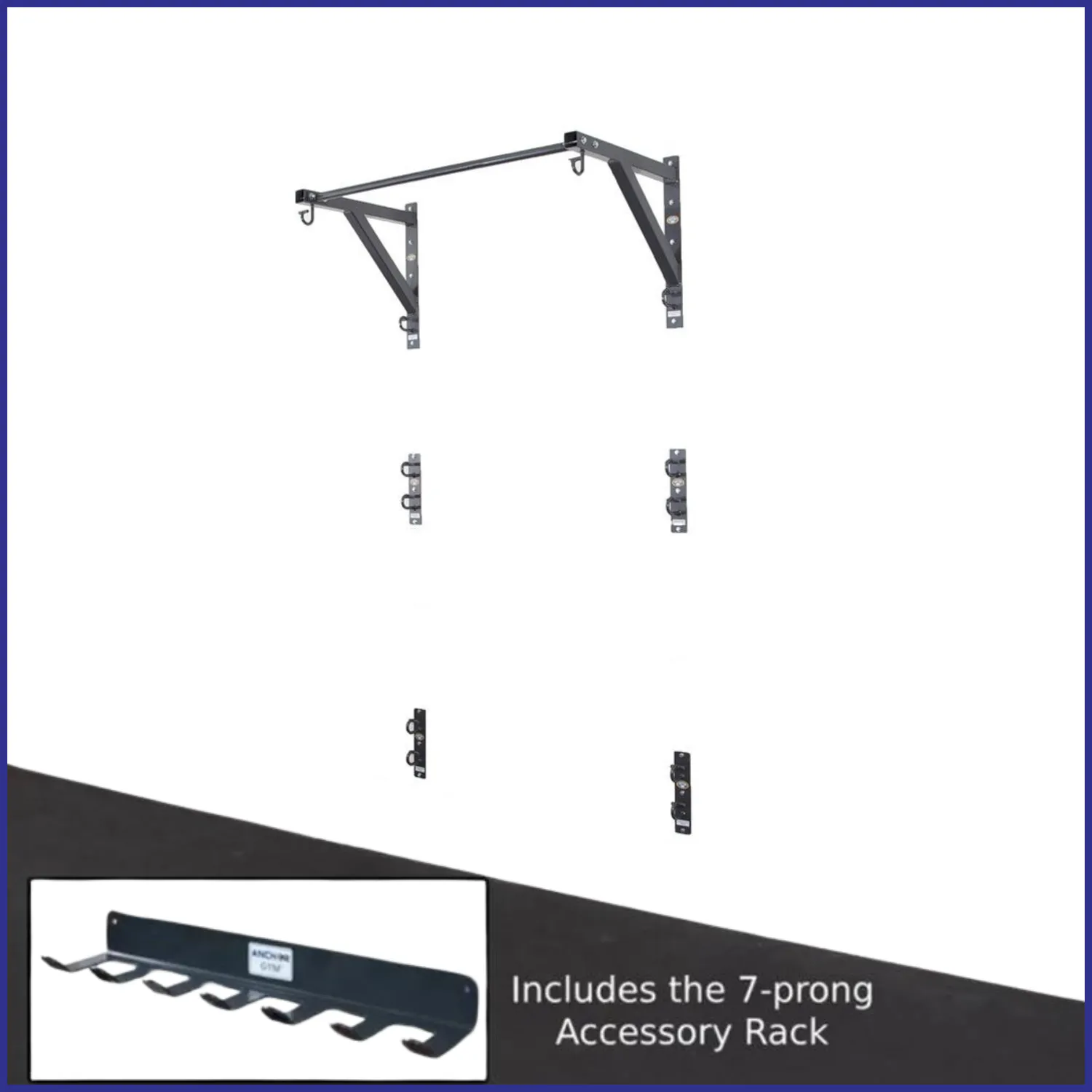 4ft Home Wall Station by Anchor Gym | 7-Prong Accessory Rack