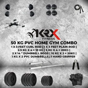 50 kg PVC Combo | Home Gym | ( 2.5 Kg x 4 = 10 Kg   5 Kg x 4 = 20Kg   10 Kg x 2 = 20Kg )