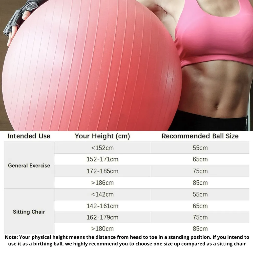 55cm Anti-Burst Non-Slip Yoga Ball with Pump for Home & Gym