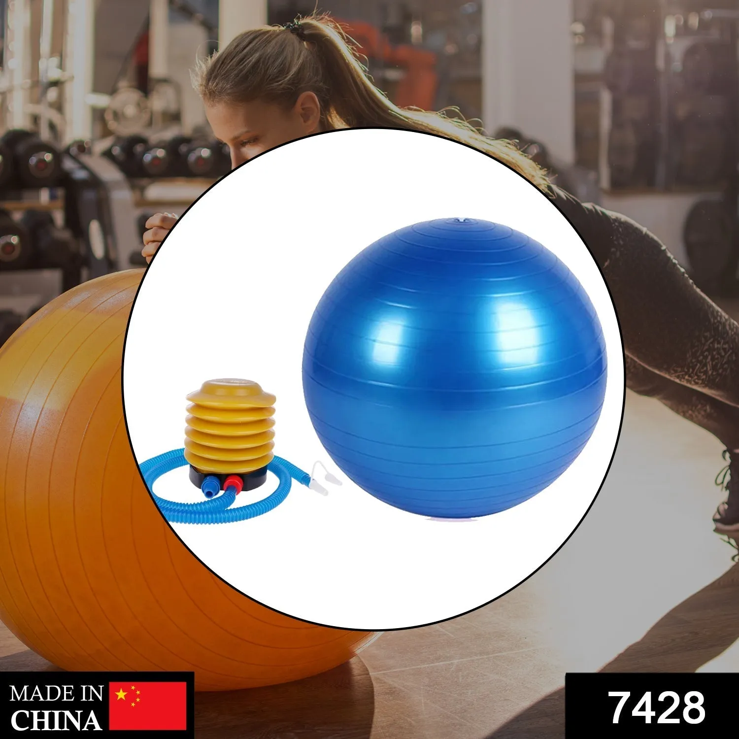 7428 Heavy Duty Gym Ball Non-Slip Stability Ball with Foot Pump for Total Body Fitness