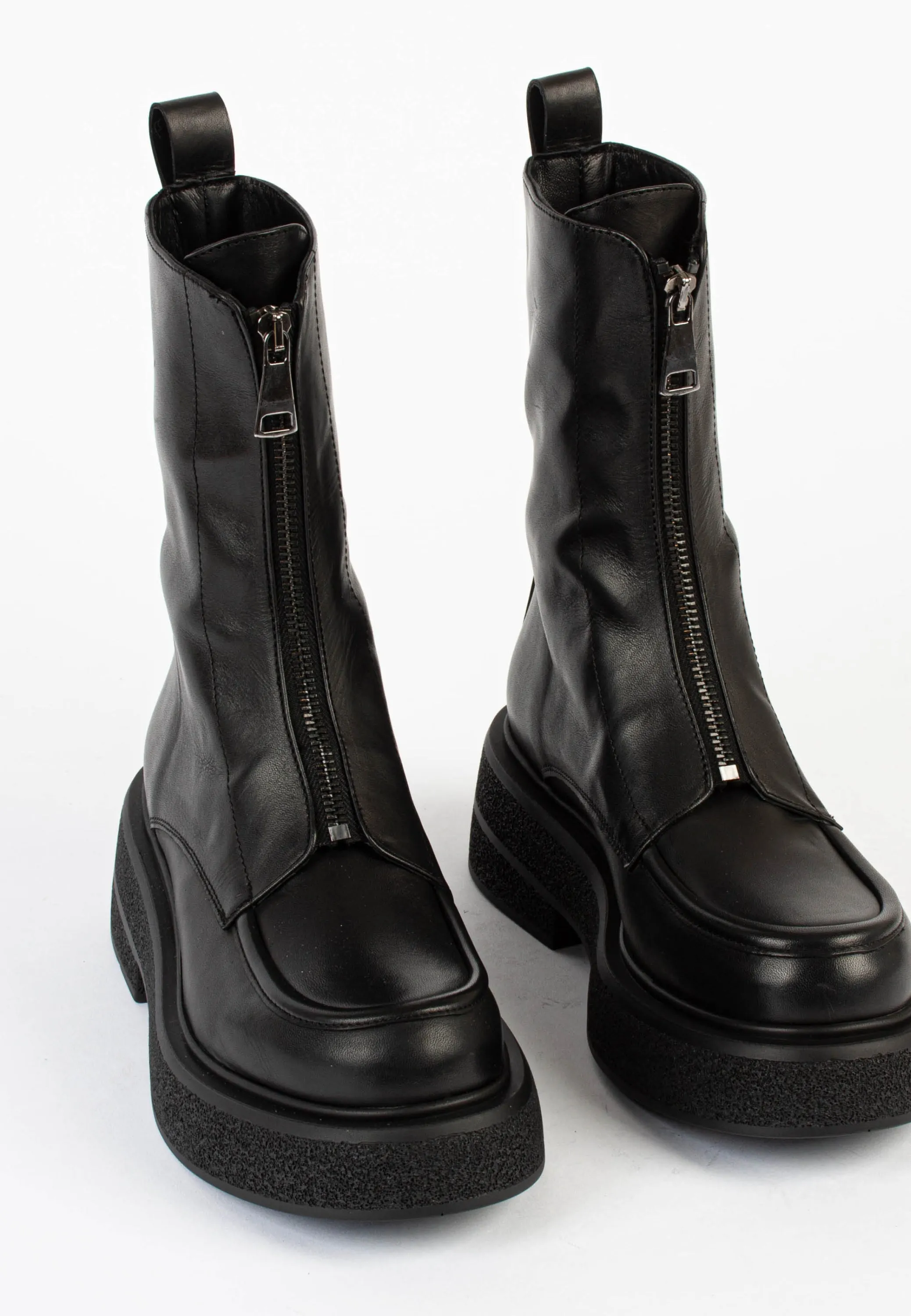 Abigail Black Front Zip Ankle Boots