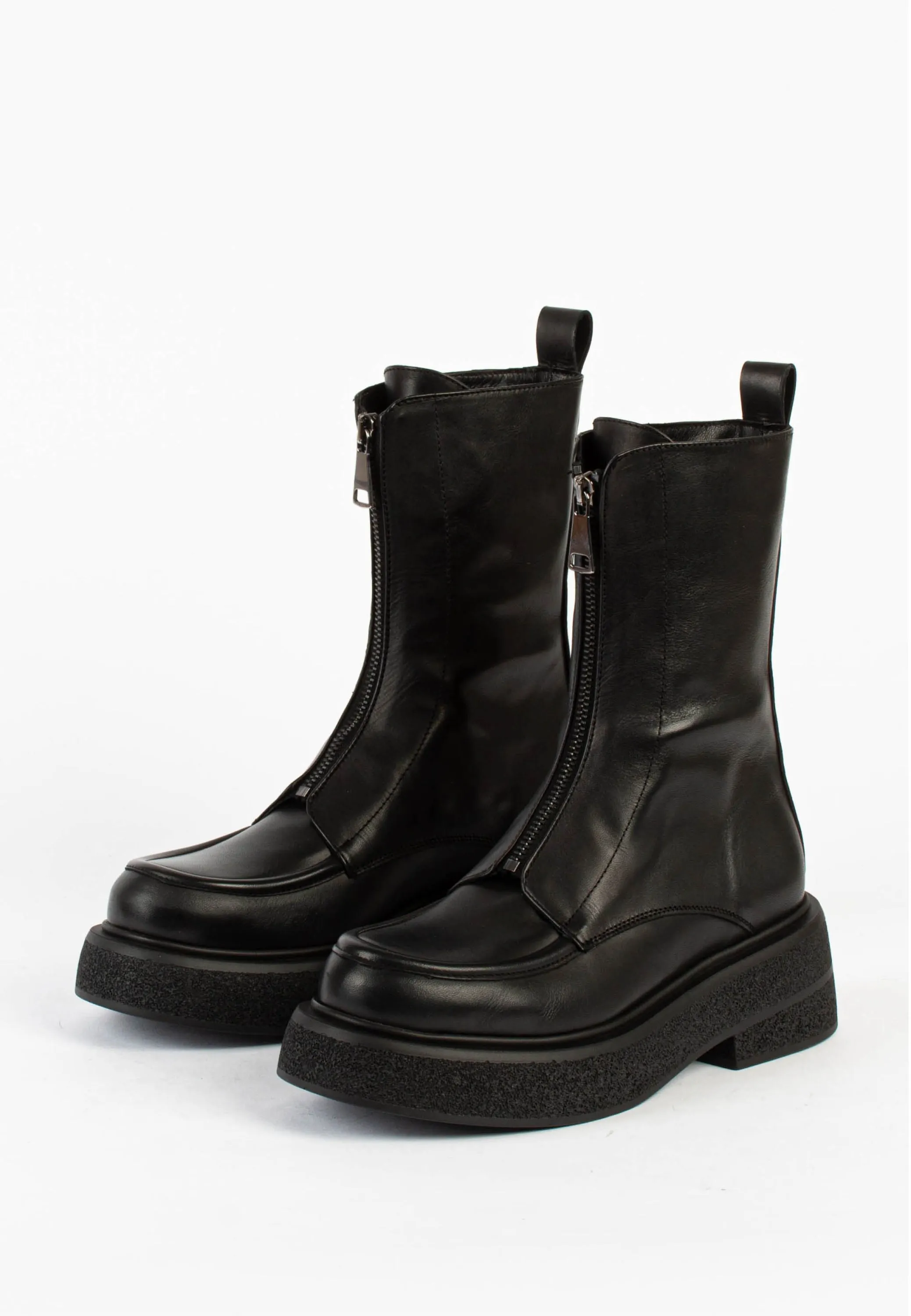 Abigail Black Front Zip Ankle Boots