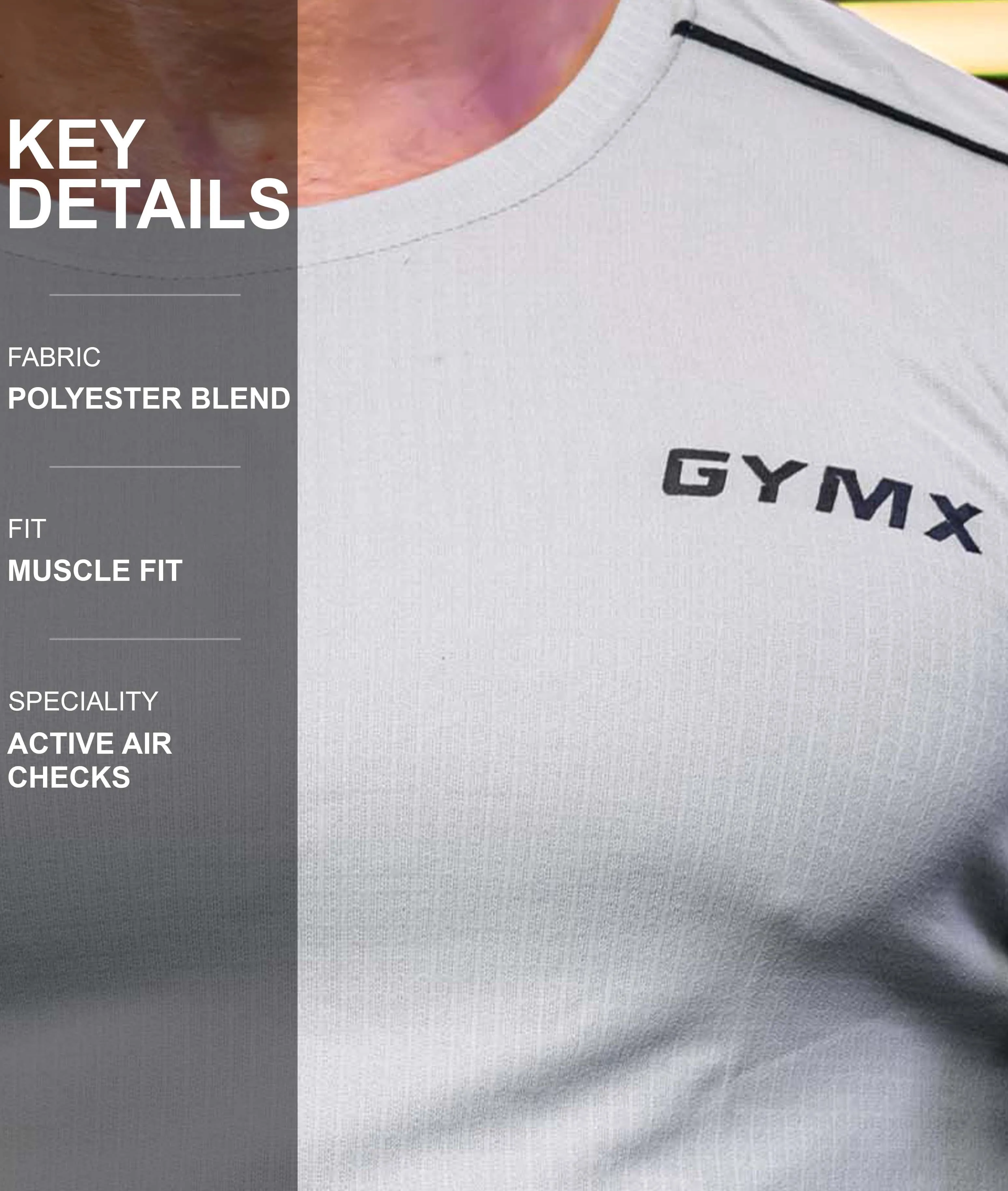 Active Air Checks GymX Tee: Cloud Grey - Sale