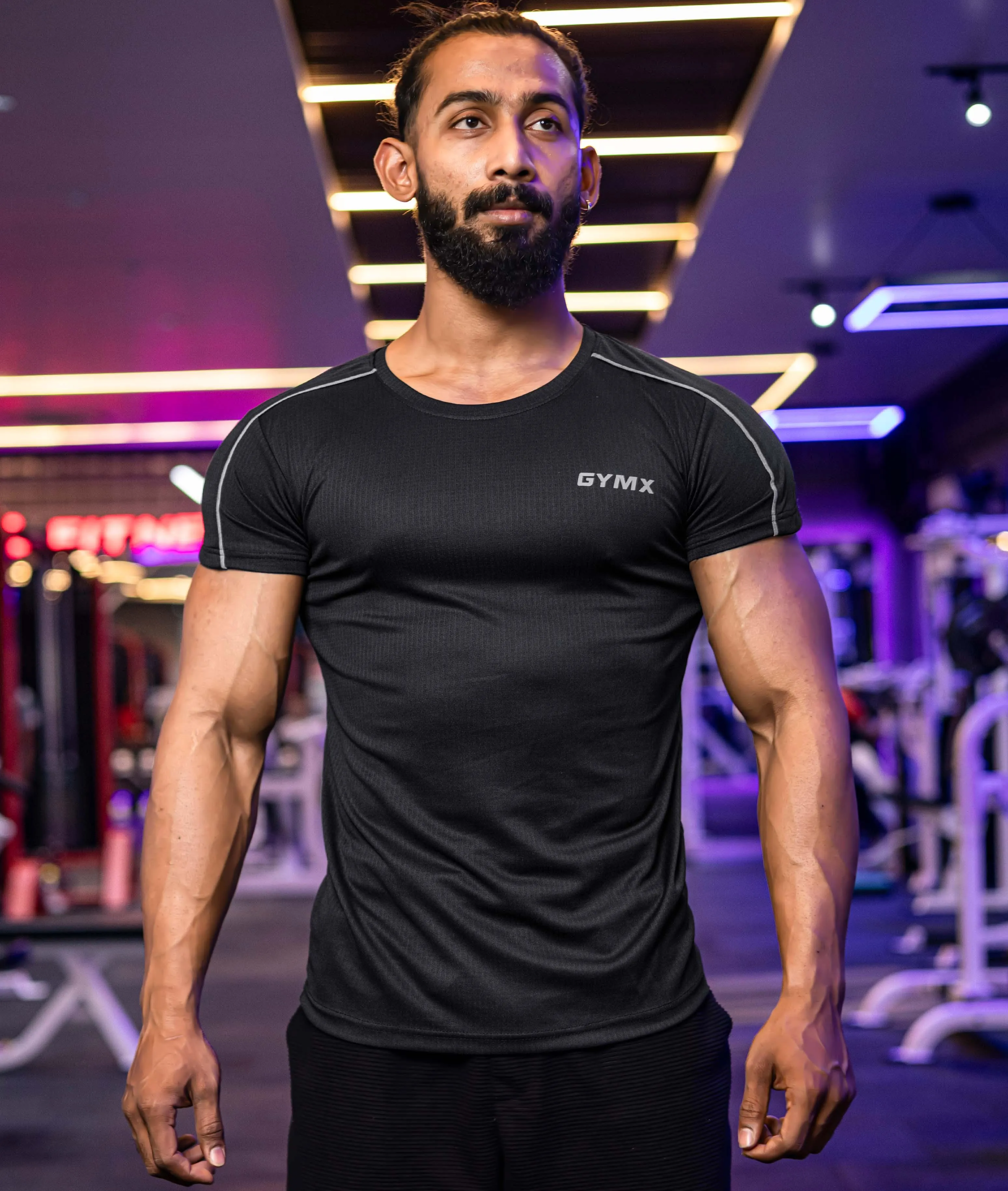 Active Air Checks GymX Tee: Elite Black - Sale