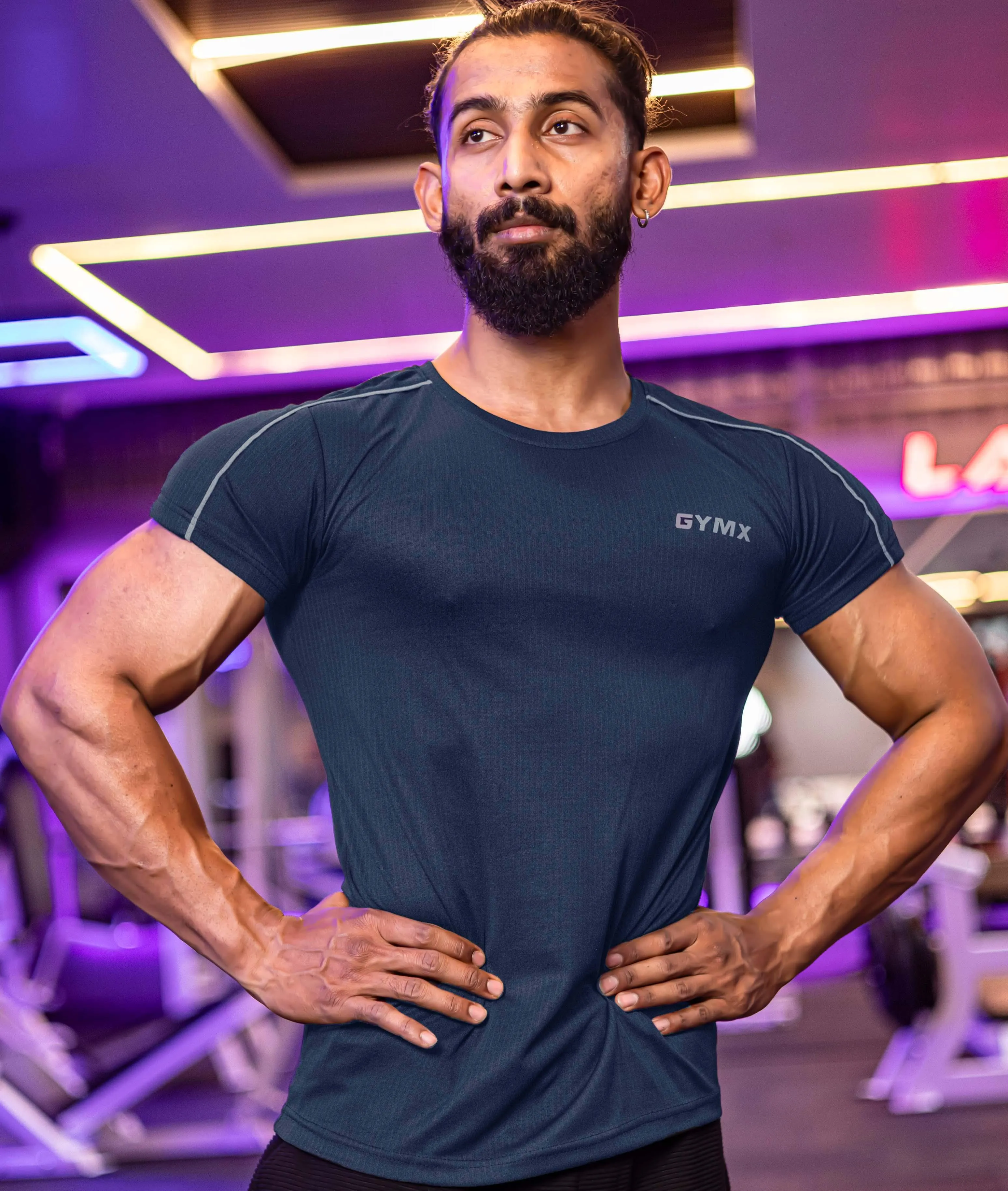 Active Air Checks GymX Tee: Elite Blue - Sale