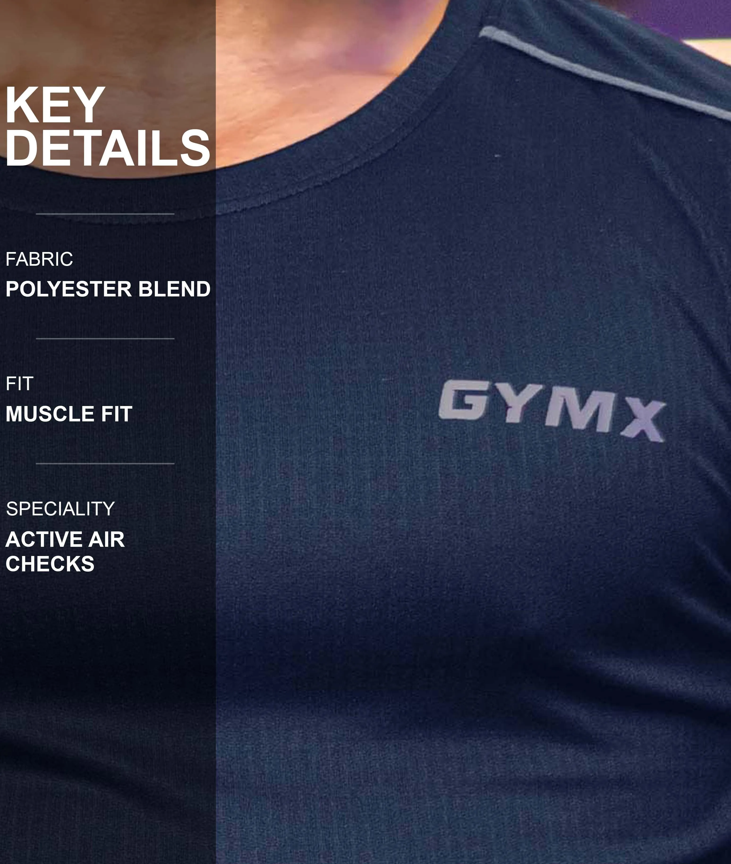 Active Air Checks GymX Tee: Elite Blue - Sale