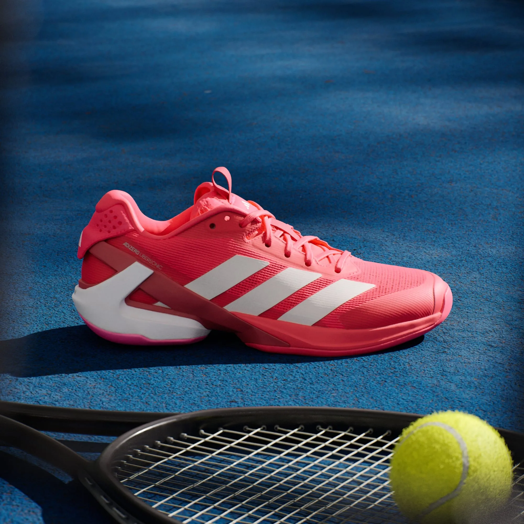 Adidas Adizero Ubersonic 5 All Court Tennis Shoes (Ladies) - Lucid Red/Zero Metalic/Lucid Pink