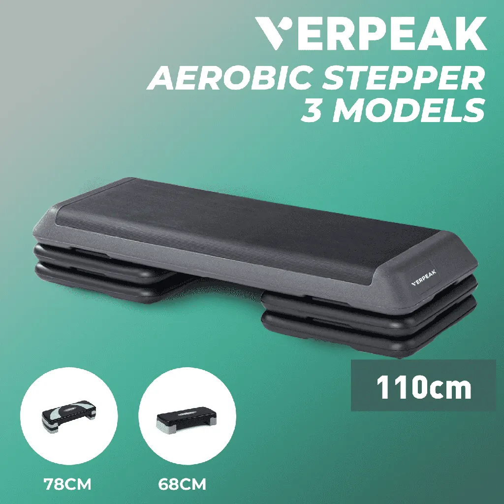 Adjustable 110cm Non-Slip Aerobic Stepper, Black - Verpeak