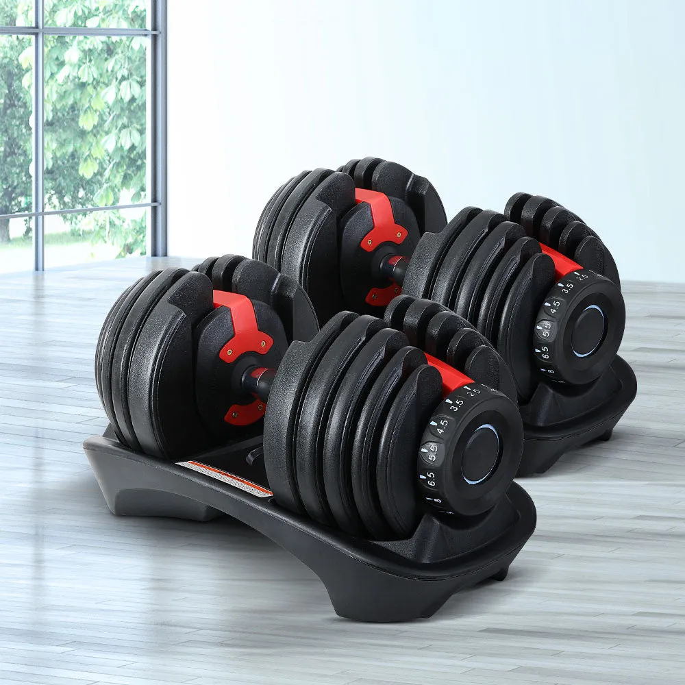 Adjustable 24kg Dumbbells with Non-slip Handle Set - Everfit