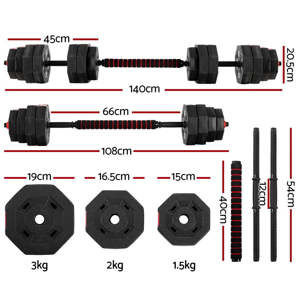 Adjustable 40kg Barbell & Dumbbell Set Non-Slip - Everfit