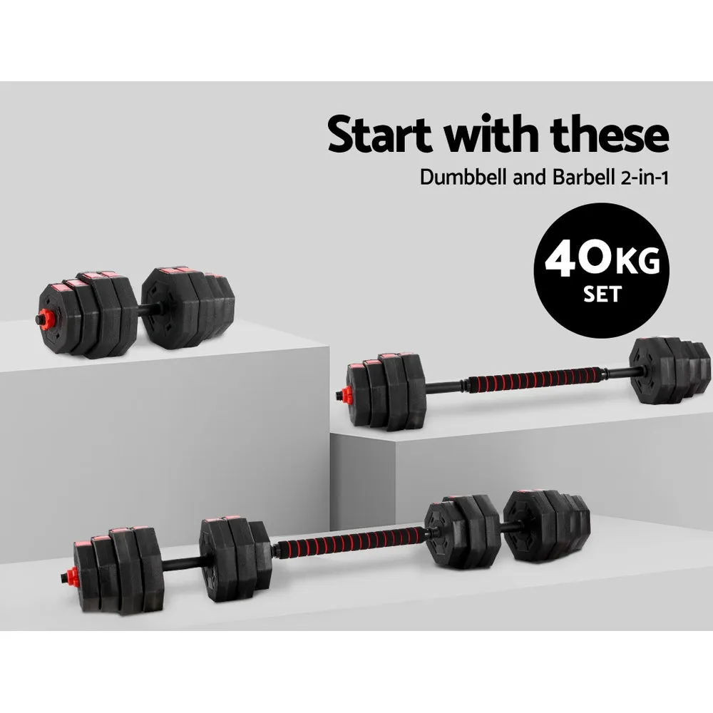 Adjustable 40kg Barbell & Dumbbell Set Non-Slip - Everfit