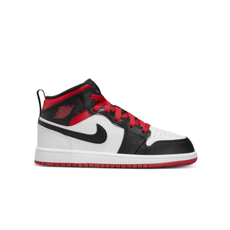 Air Jordan 1 Mid White Gym Red Black (PS)