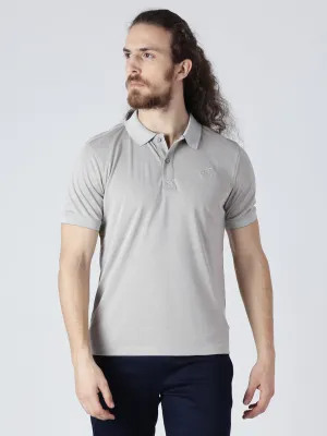 ALCIS Men Solid Grey Polo T-Shirt