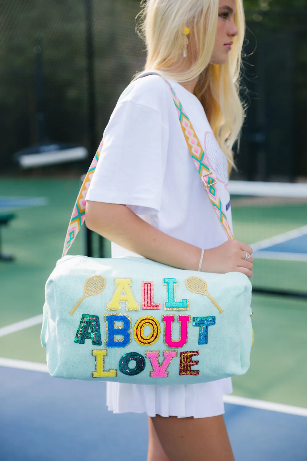 ALL ABOUT LOVE MINT TERRY TENNIS BAG