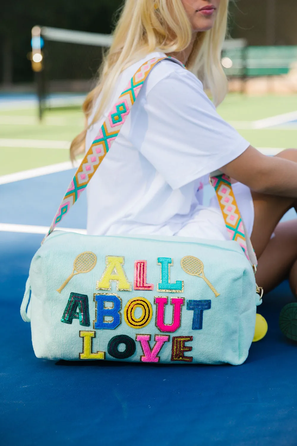 ALL ABOUT LOVE MINT TERRY TENNIS BAG