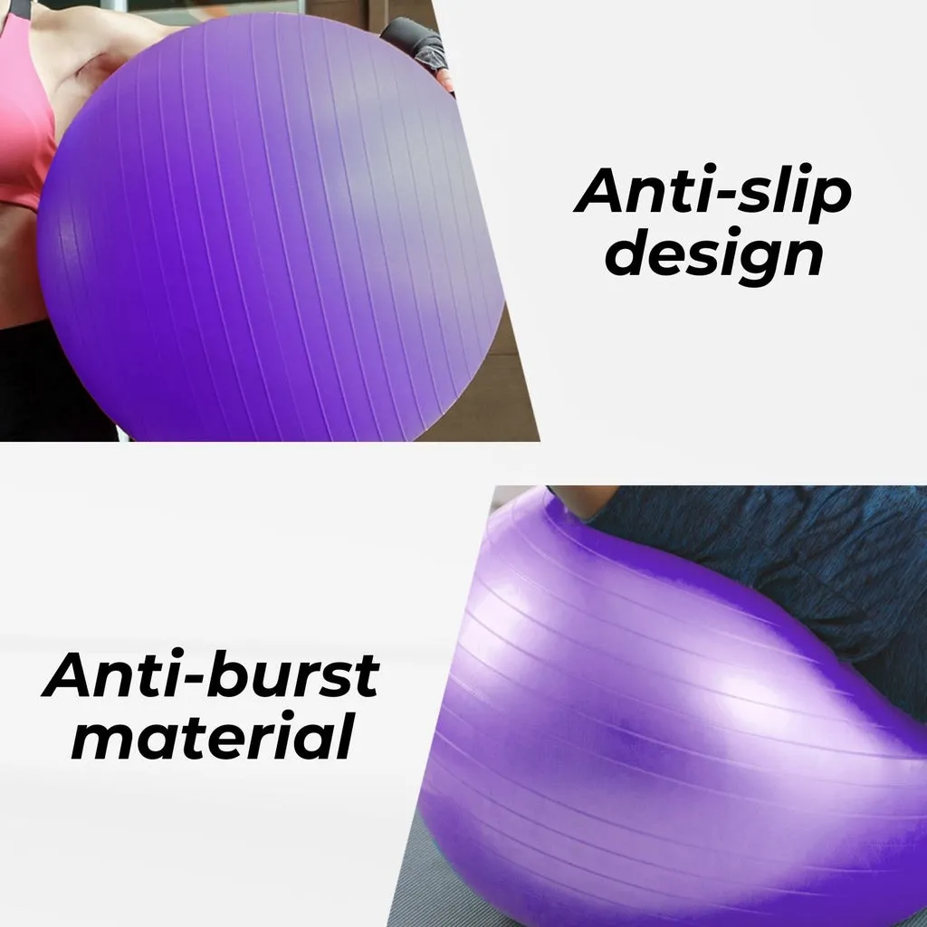 Anti-Burst 75cm Yoga Ball with Pump, Non-Slip - Purple | VERPEAK