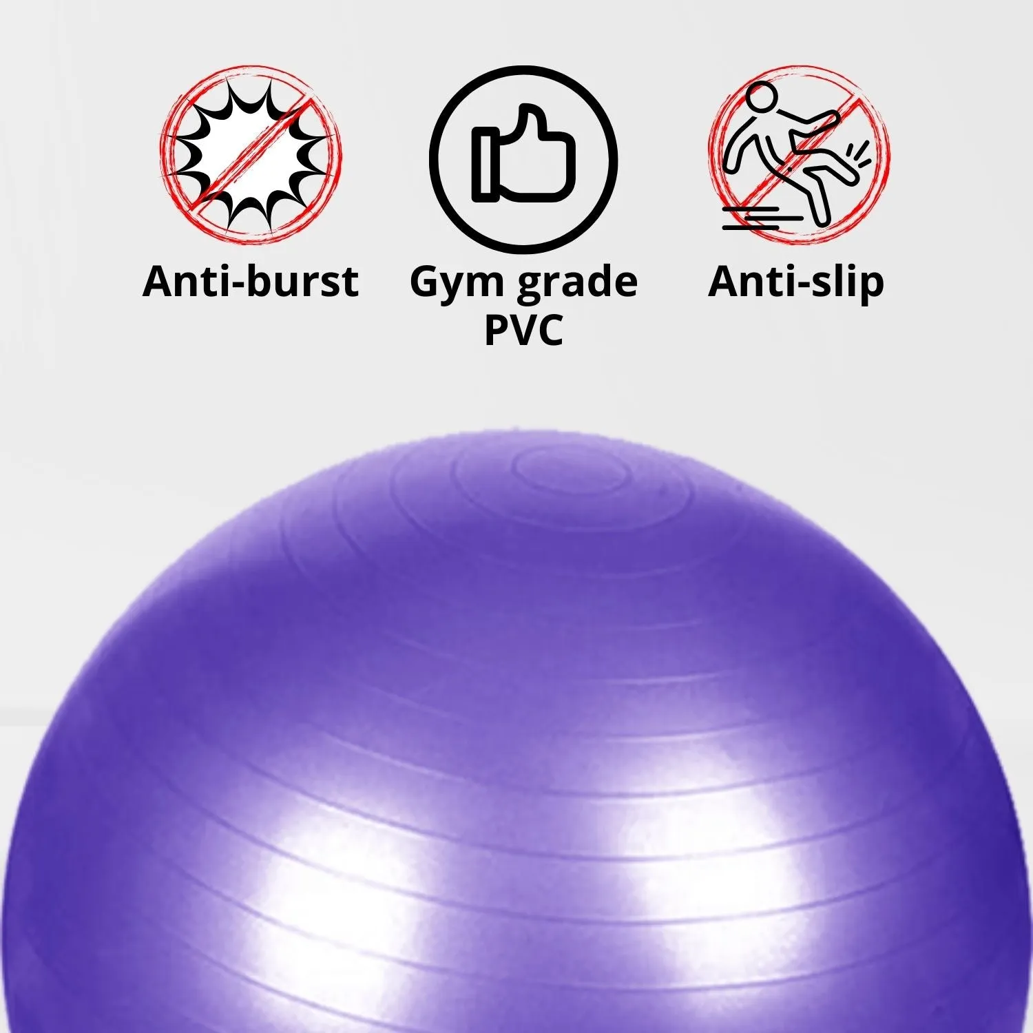 Anti-Burst Non-Slip 65cm Yoga Ball with Pump, Black - Verpeak