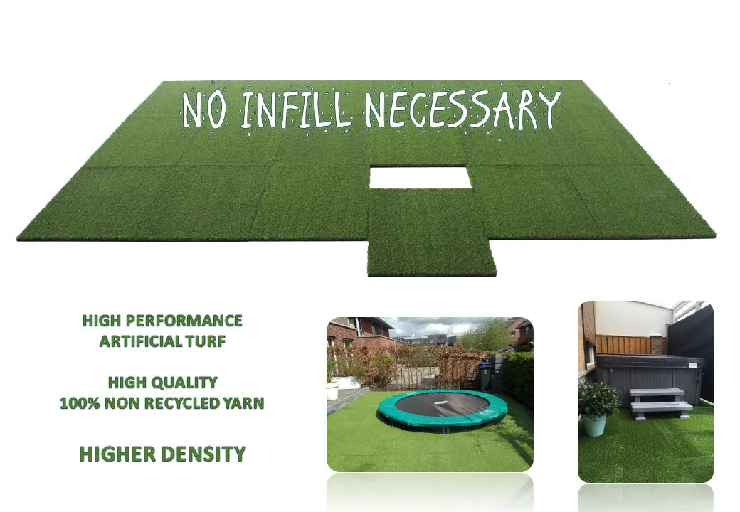 Artificial Grass topped rubber garden floor tiles 2nd edition (Deco) 15mm sbr  35mm artificial turf