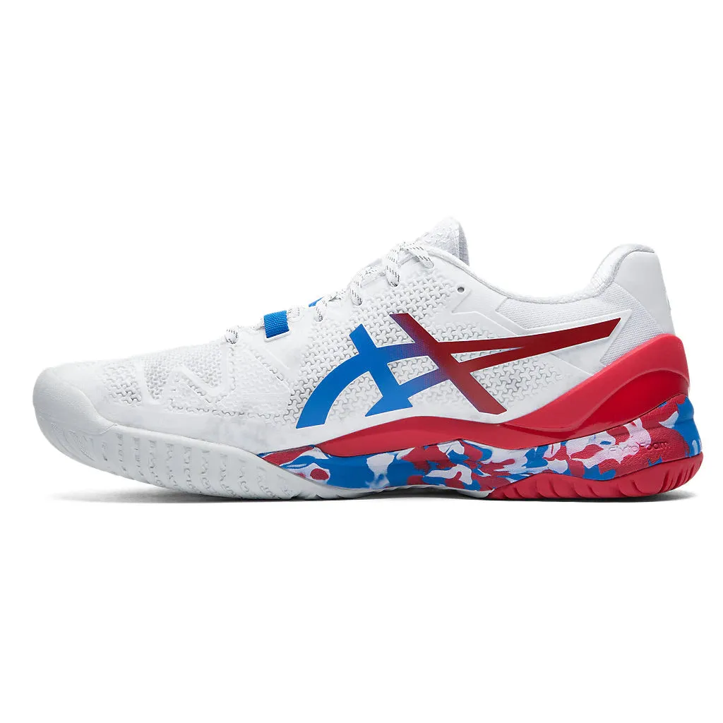 Asics Gel Resolution 8 Retro Tokyo White Blue Mens Tennis Shoes