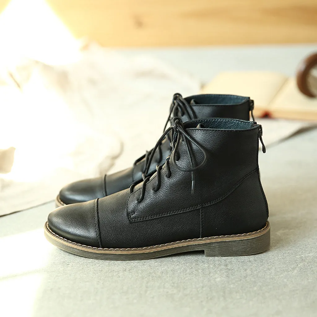 Autumn Winter Comfortable Retro Leather Ankle Women's Boots | Gift Shoes