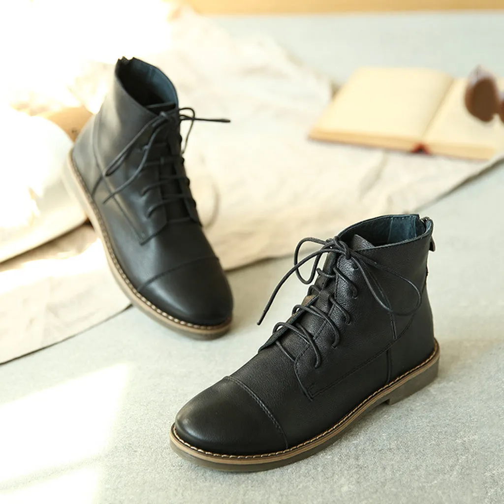 Autumn Winter Comfortable Retro Leather Ankle Women's Boots | Gift Shoes