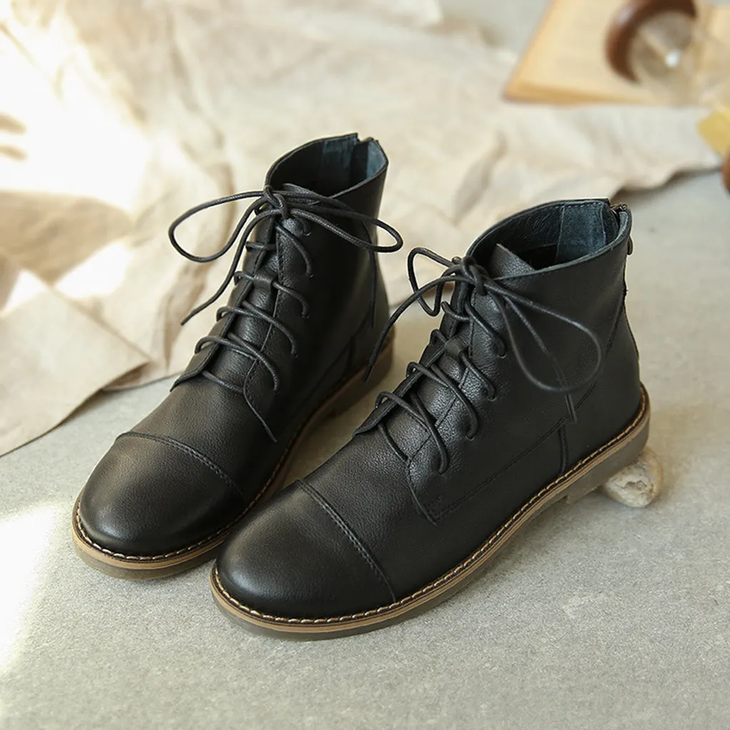 Autumn Winter Comfortable Retro Leather Ankle Women's Boots | Gift Shoes