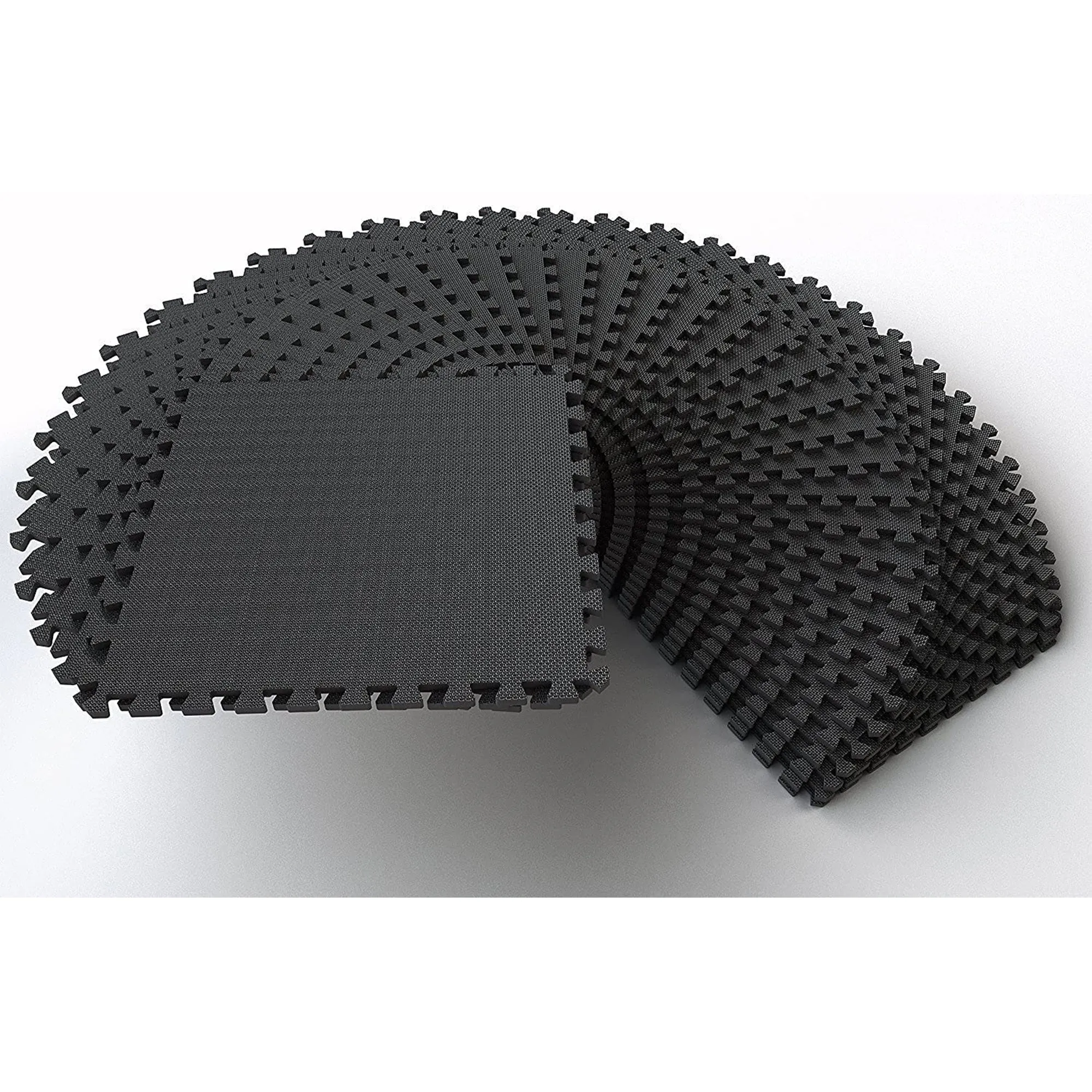 BalanceFrom Fitness 144 Sq Ft Interlocking EVA Foam Exercise Mat Tiles, Black