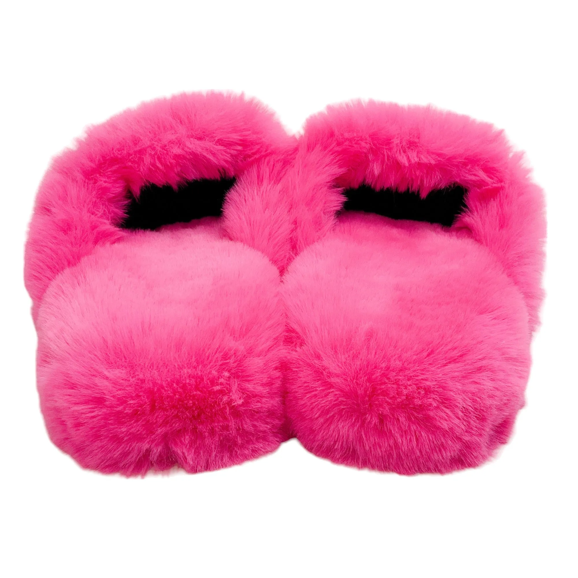 Balenciaga Fluo Pink Faux Fur Teddy Mules