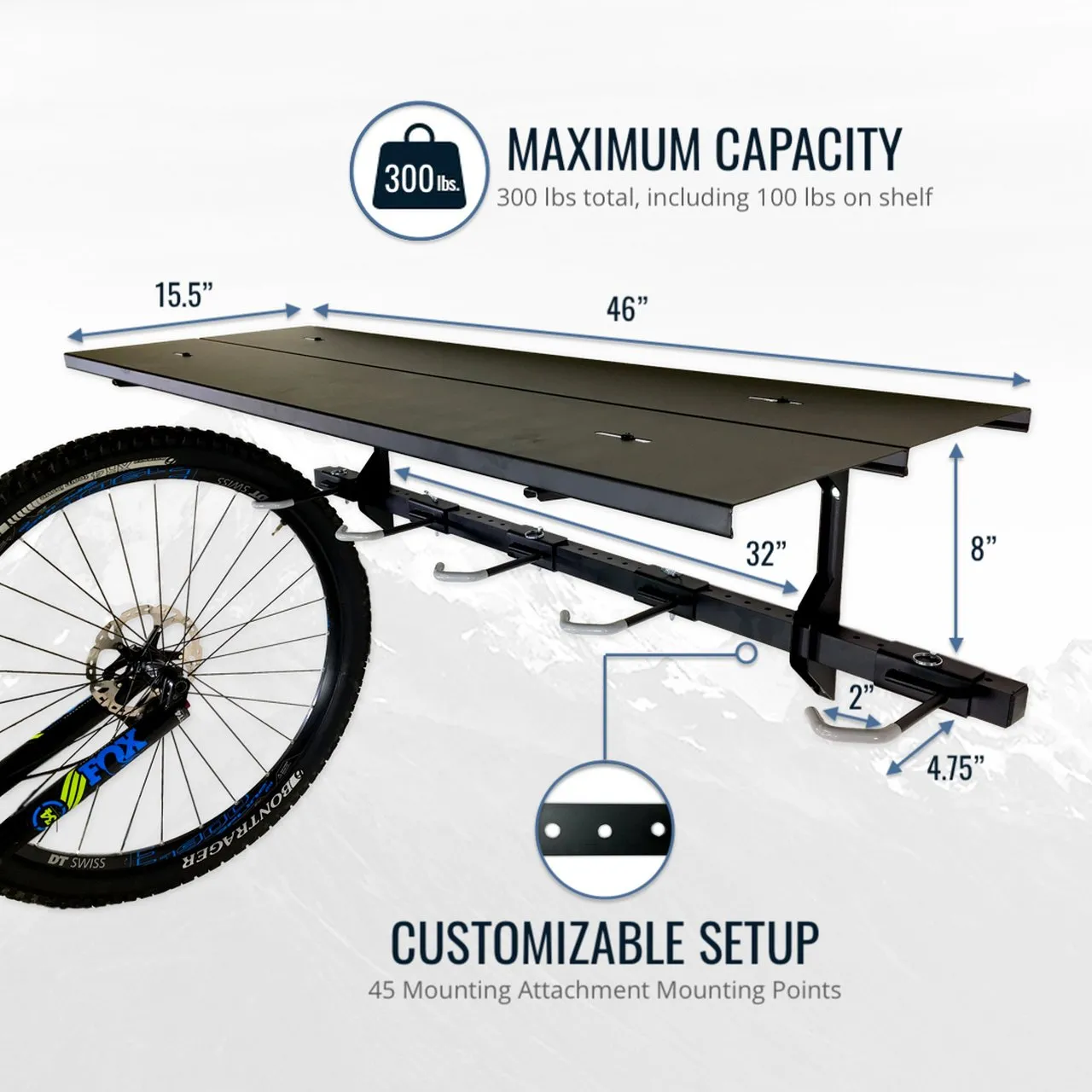 Bike Rack - Wall Rack x5 with Shelf