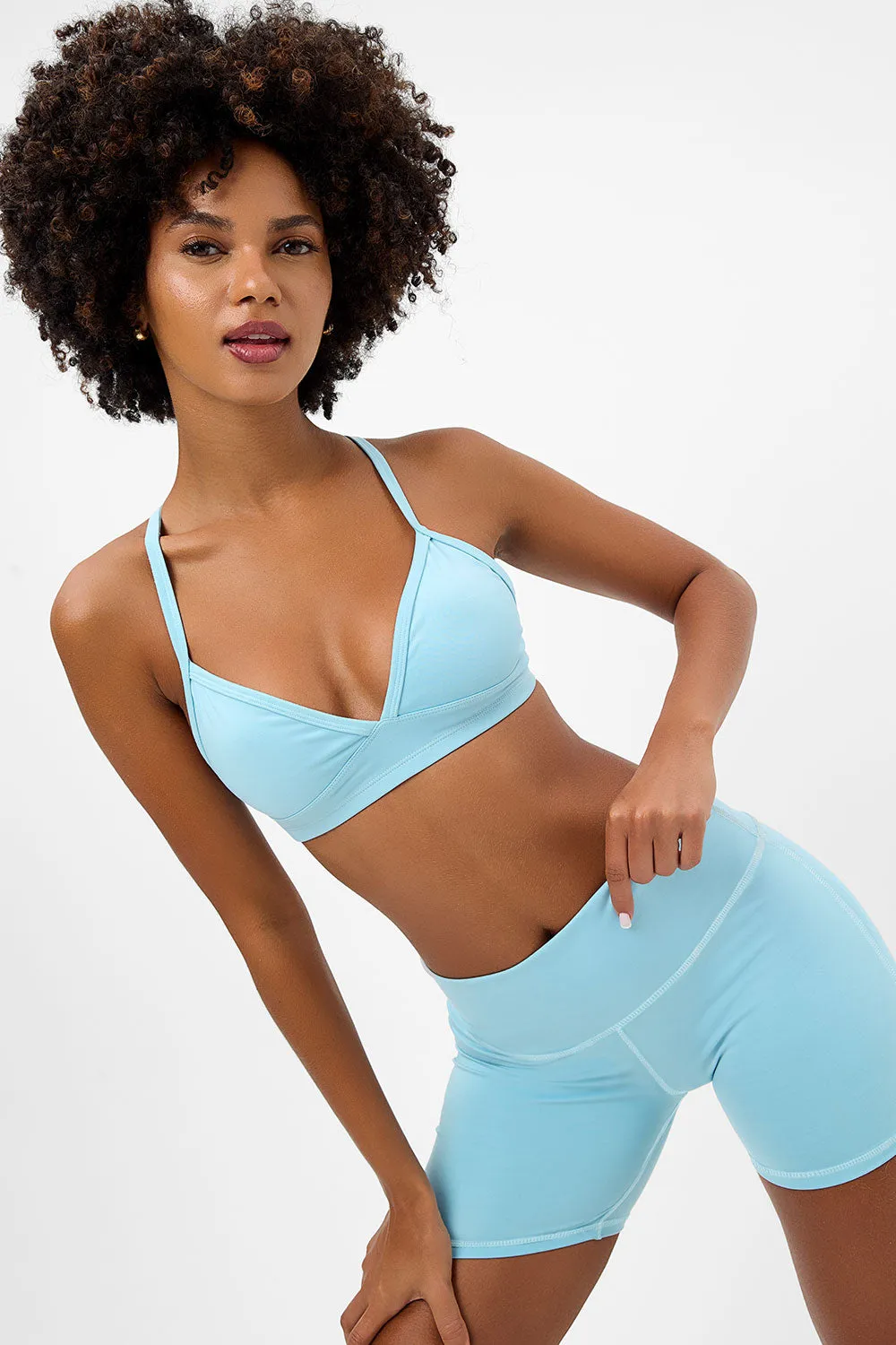 Billie Racerback Sports Bra - Baby Blue