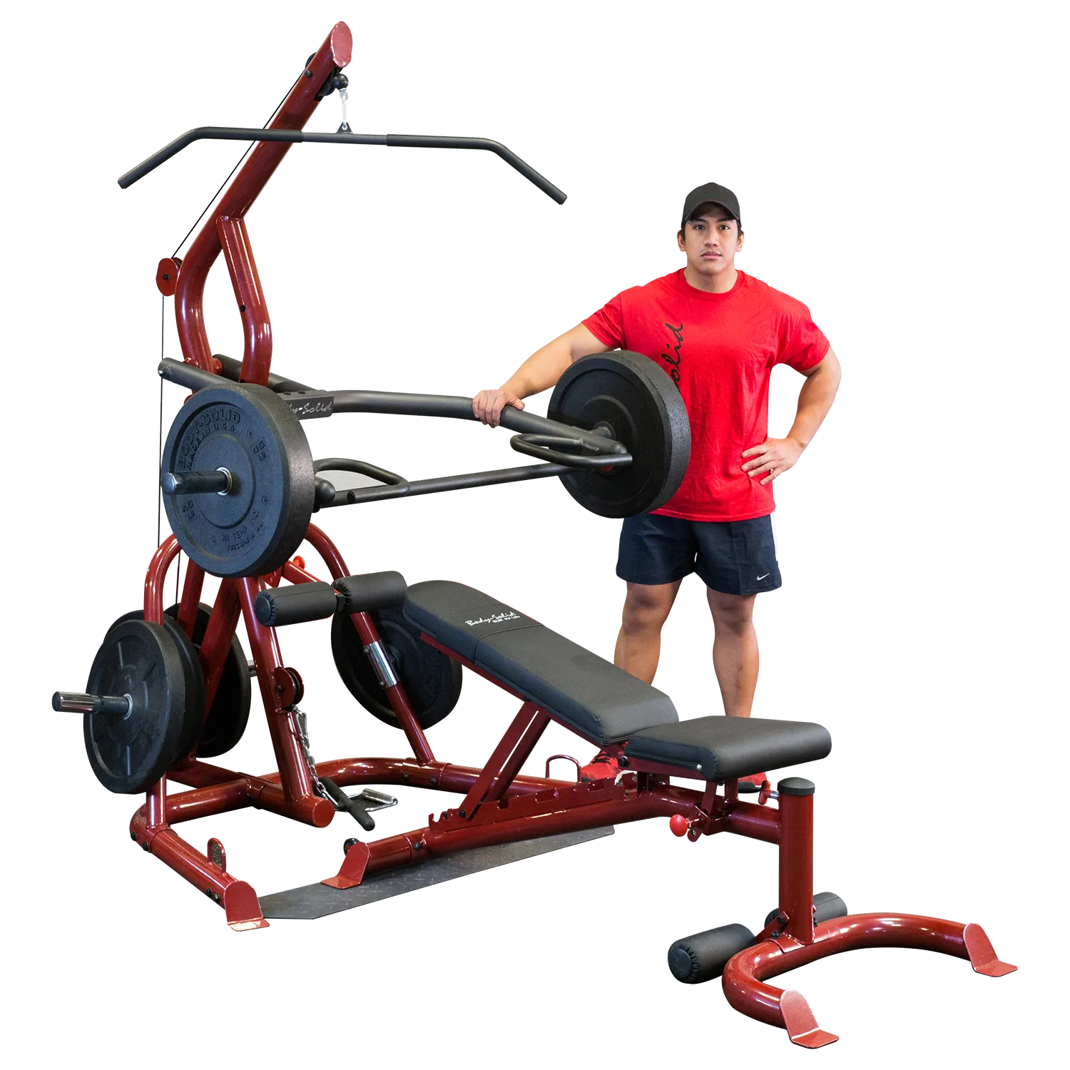 Body-Solid Corner Leverage Gym Package GLGS100P4 Includes GFID100 Bench