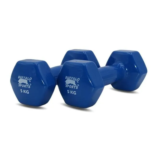 Buffalo Sports 5KG Plastic Coated Dumbbells (pair)