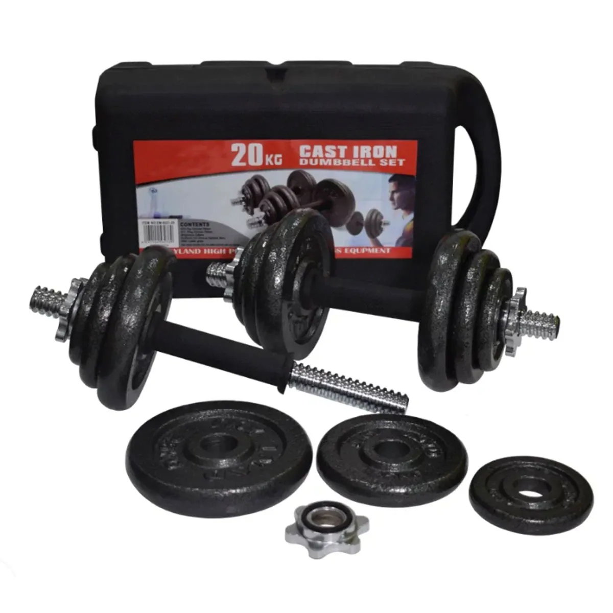 Cast Iron Dumbbell Set Weight Dumbbells Home Gym Training Fitness BarBell Case