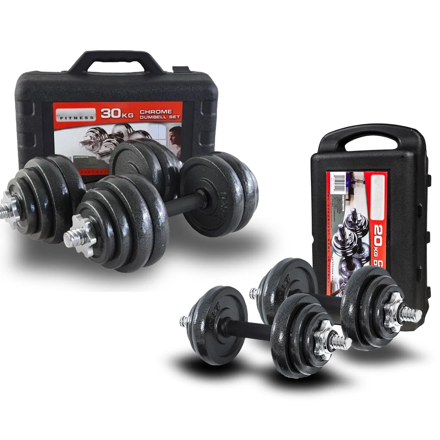 Cast Iron Dumbbell Set Weight Dumbbells Home Gym Training Fitness BarBell Case