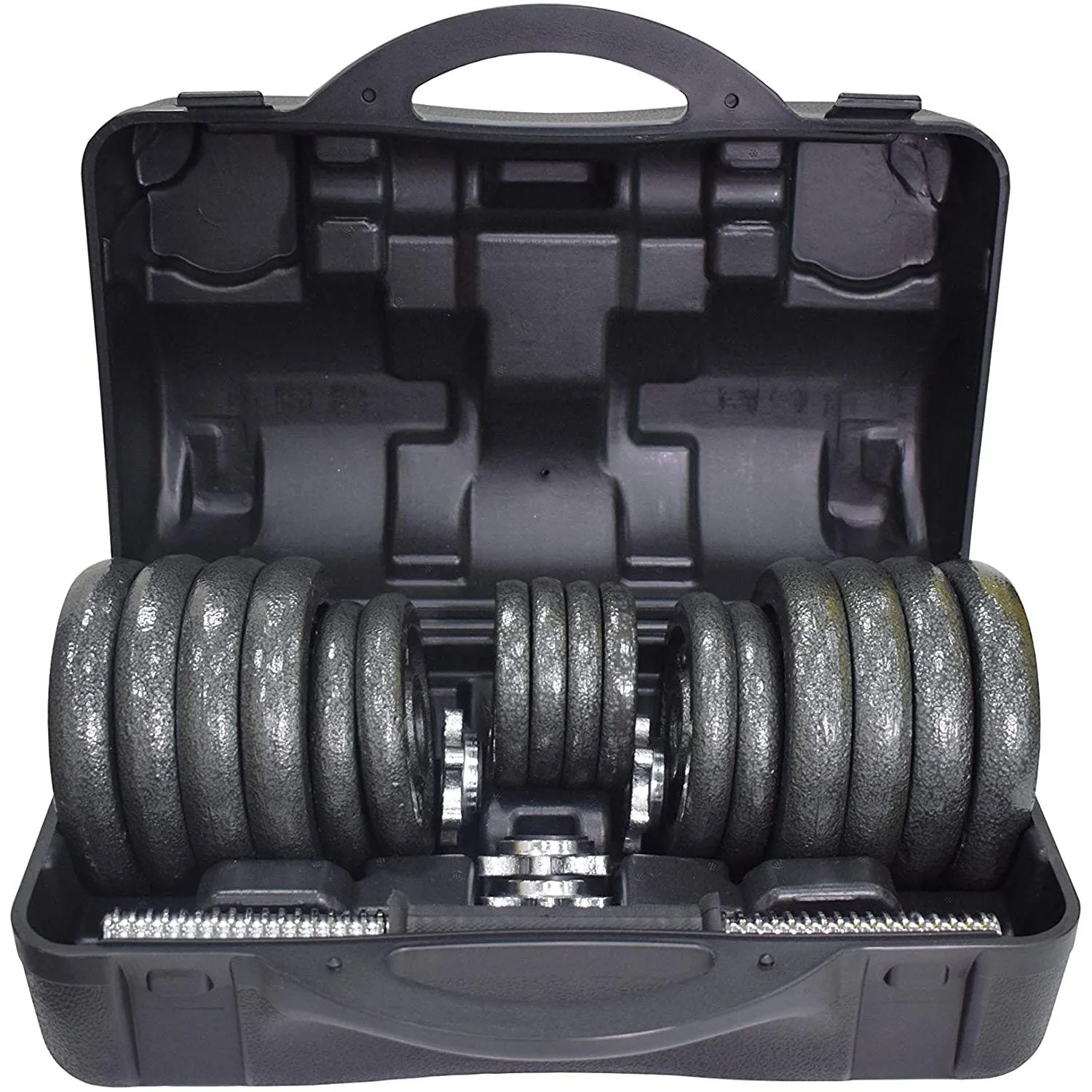 Cast Iron Dumbbell Set Weight Dumbbells Home Gym Training Fitness BarBell Case