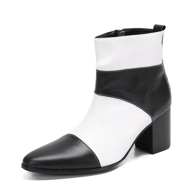 ChicZip Cow Leather Zipper Dress Boots