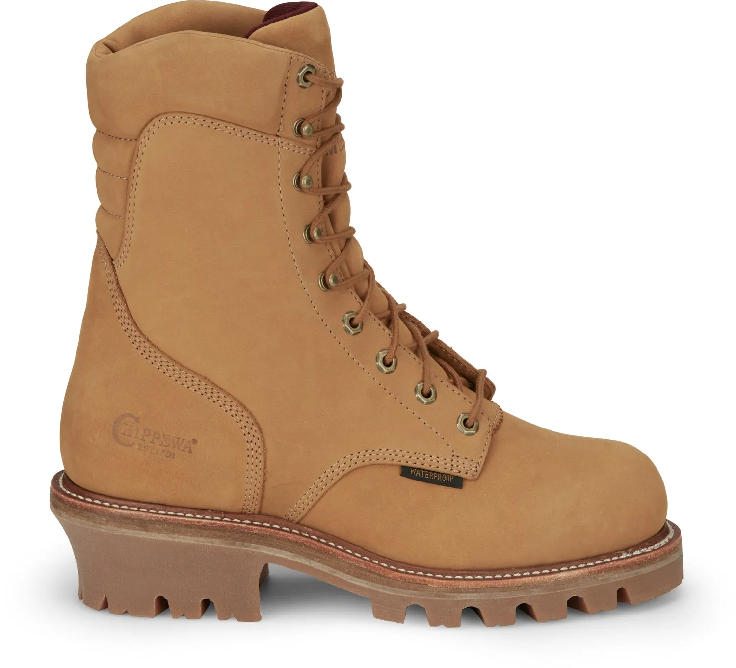 Chippewa Mens Super DNA 9in WP Steel Toe 400G Wheat Leather Work Boots