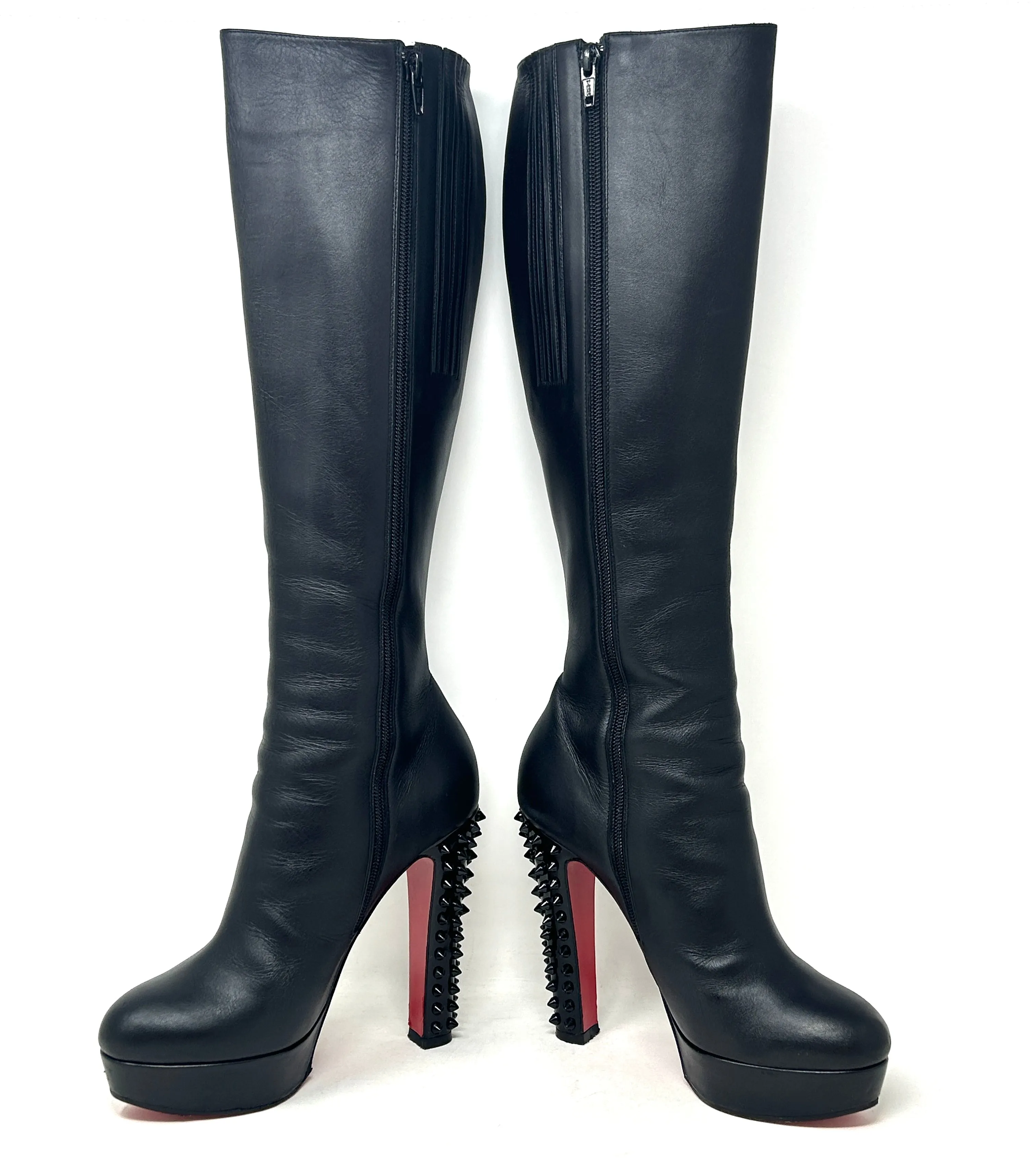 Christian Louboutin Taclou Botta 140 Black Leather Platform Knee High Boots 38 UK 5