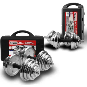 Chrome Dumbbell Set Weight Dumbbells Home Gym Training Fitness BarBell Equipment Case