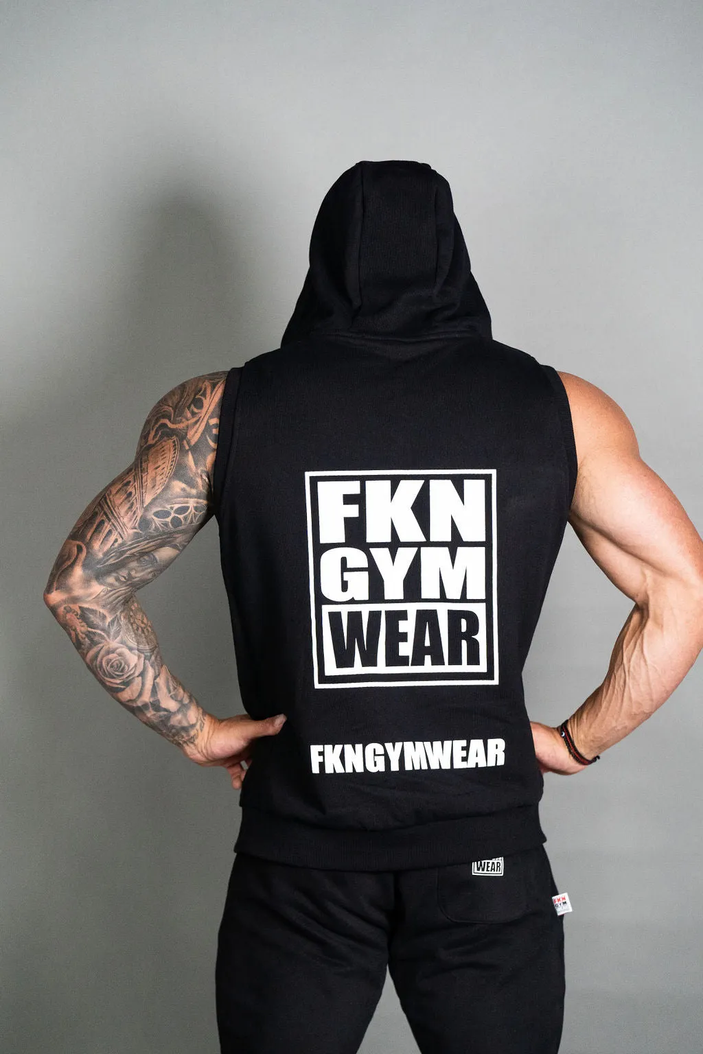 Classic | Men's Zip Up Sleeveless Gym Hoodie | Black