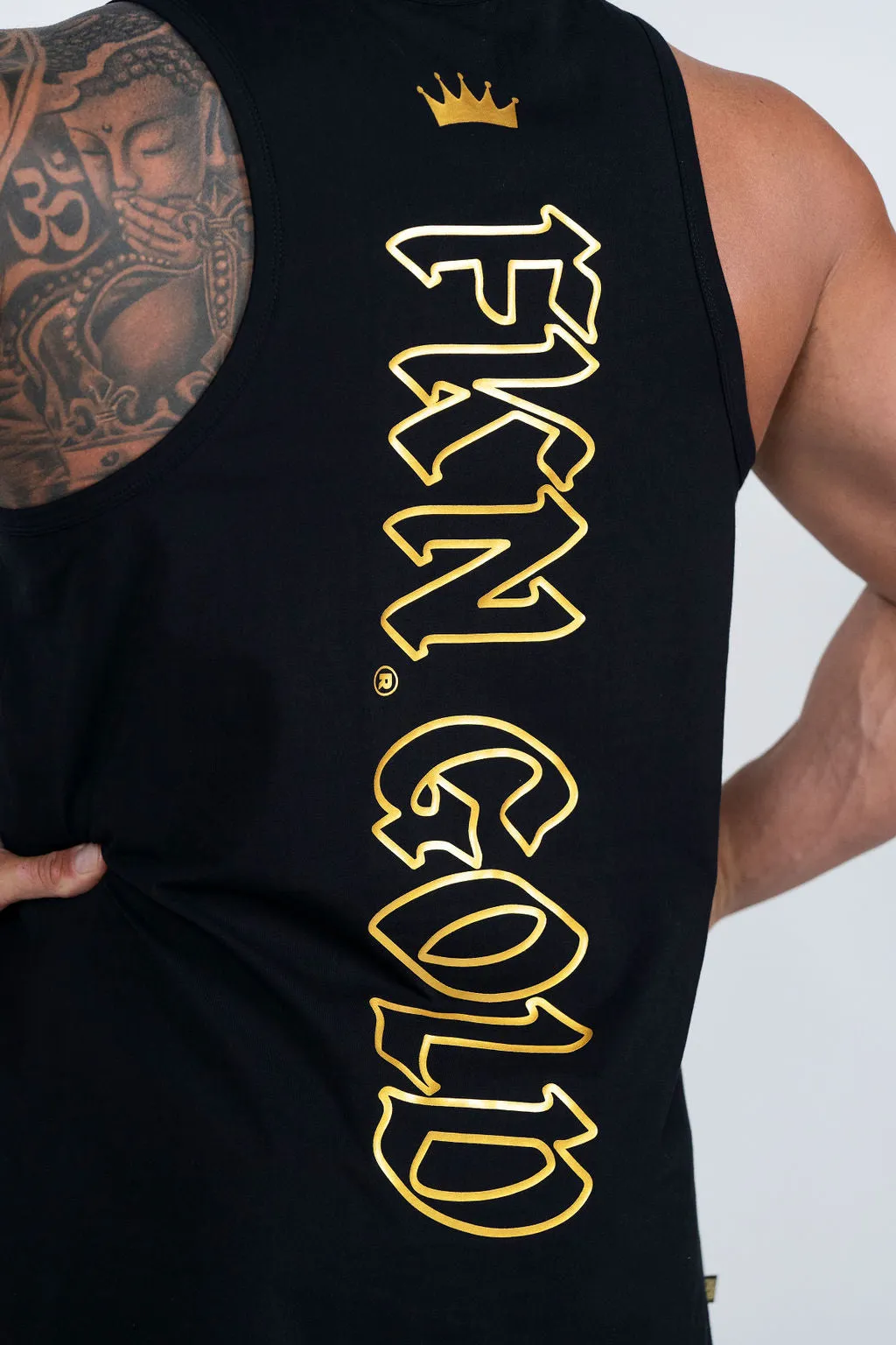 Conquer | Men's FKN GOLD Gym Singlet | Black & Gold