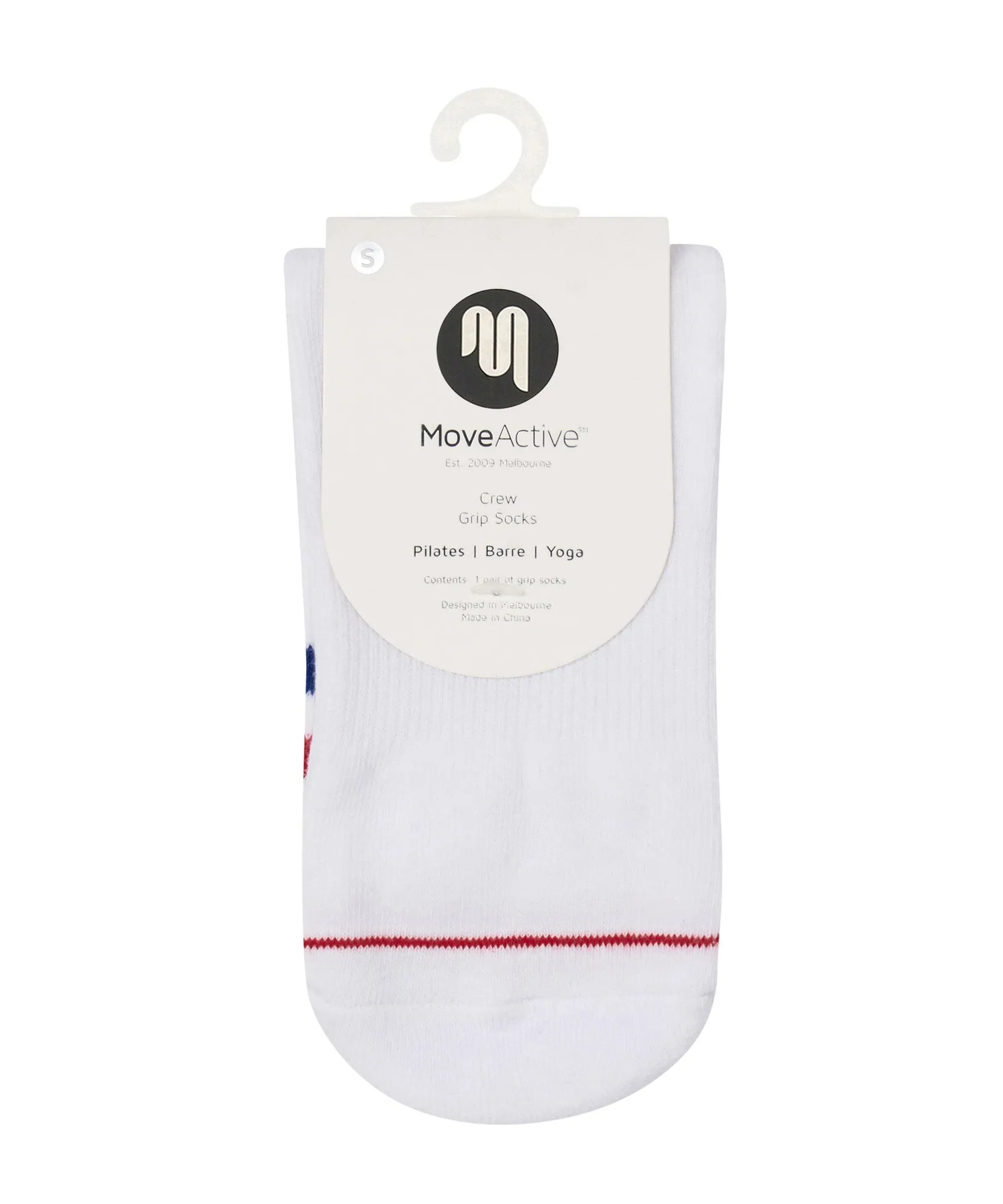 Crew Non Slip Grip Socks - Polo Stripe White