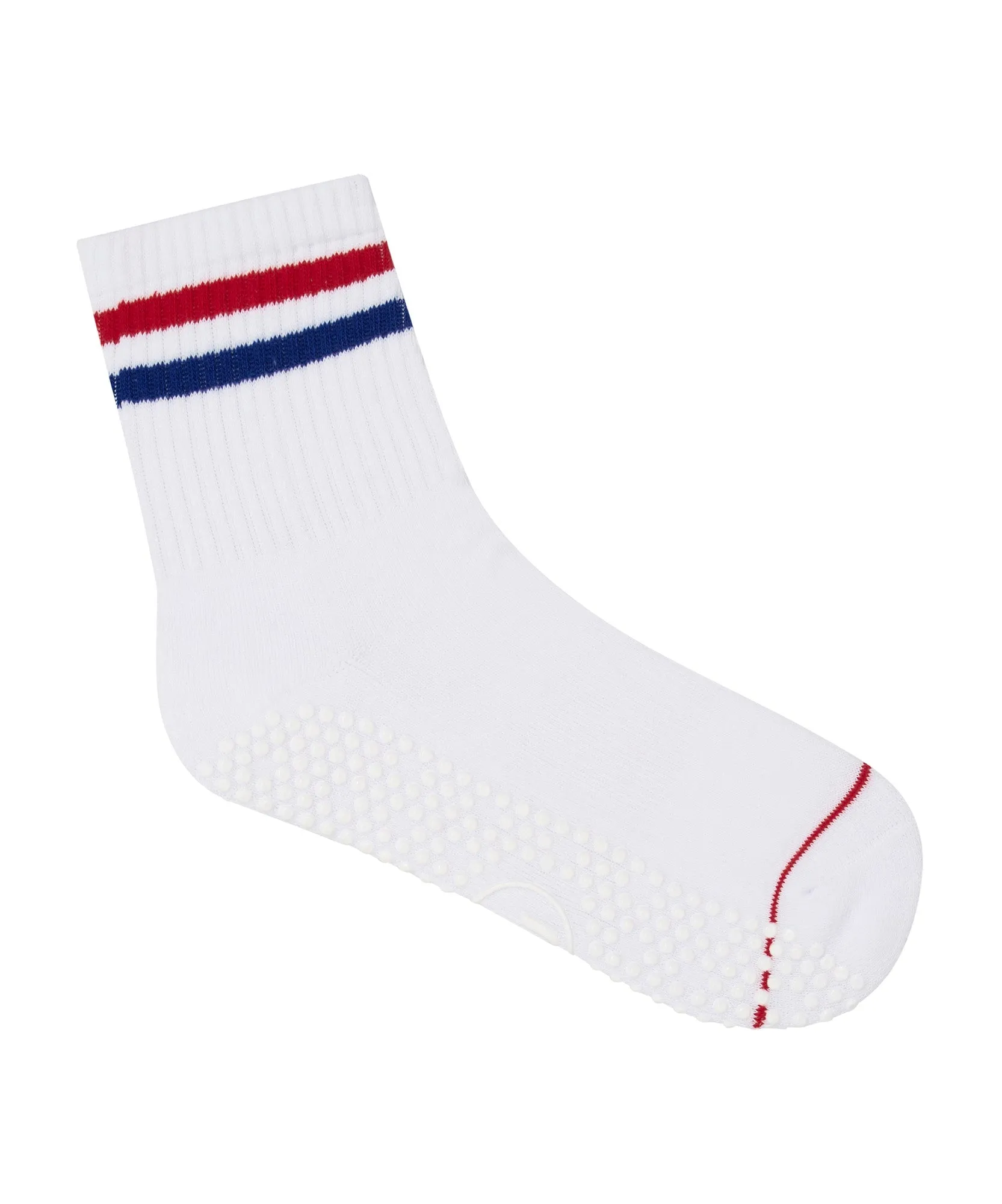 Crew Non Slip Grip Socks - Polo Stripe White