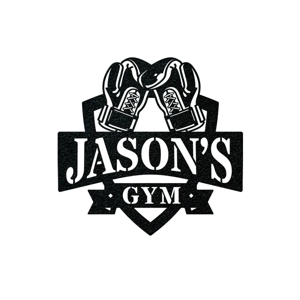 Custom Gym Boxing Gloves Monogram - Personalized Custom Metal Gym Sign