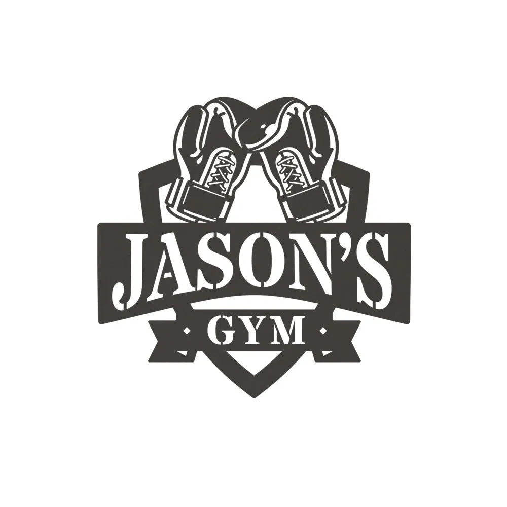 Custom Gym Boxing Gloves Monogram - Personalized Custom Metal Gym Sign