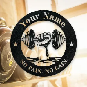 Custom Gym Dumbbell Monogram - Personalized Home Gym Sign - Custom Gym Sign - Metal Gym Sign