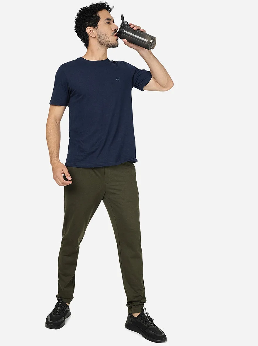 Dark Olive Solid Slim Fit Track Pant | JadeBlue